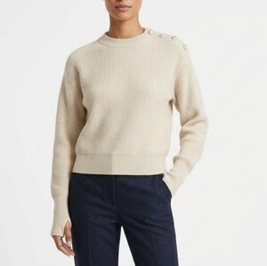 Rag And Bone Beige Ribbed Sweater with Button Detail
